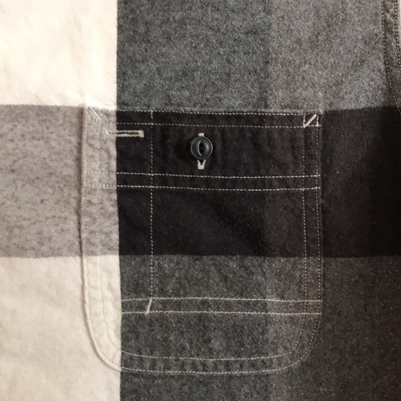 Nordstrom gray & white cotton checkered long sleeves button up shirt trim fit L - Picture 3 of 12